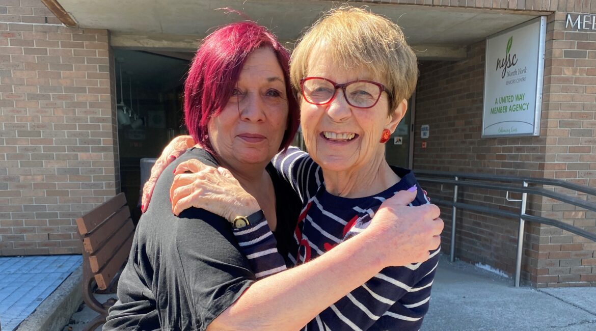 Carol (left) and Sandra (right) back to North Seniors Centre after two years.
